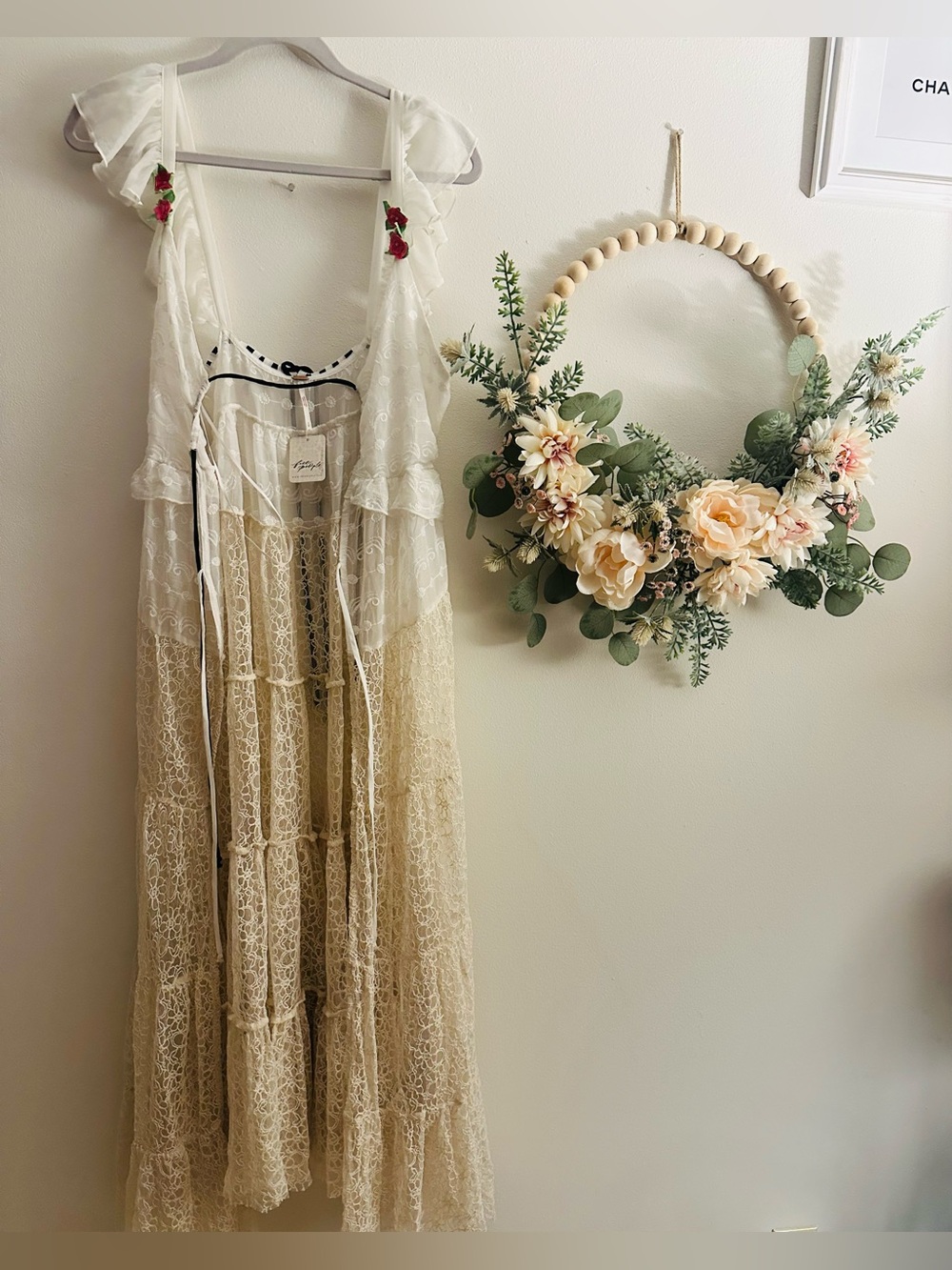 NWT Free People Selena Lace Rosette Open Front Festival Maxi Top Dress, S - Picture 10 of 11